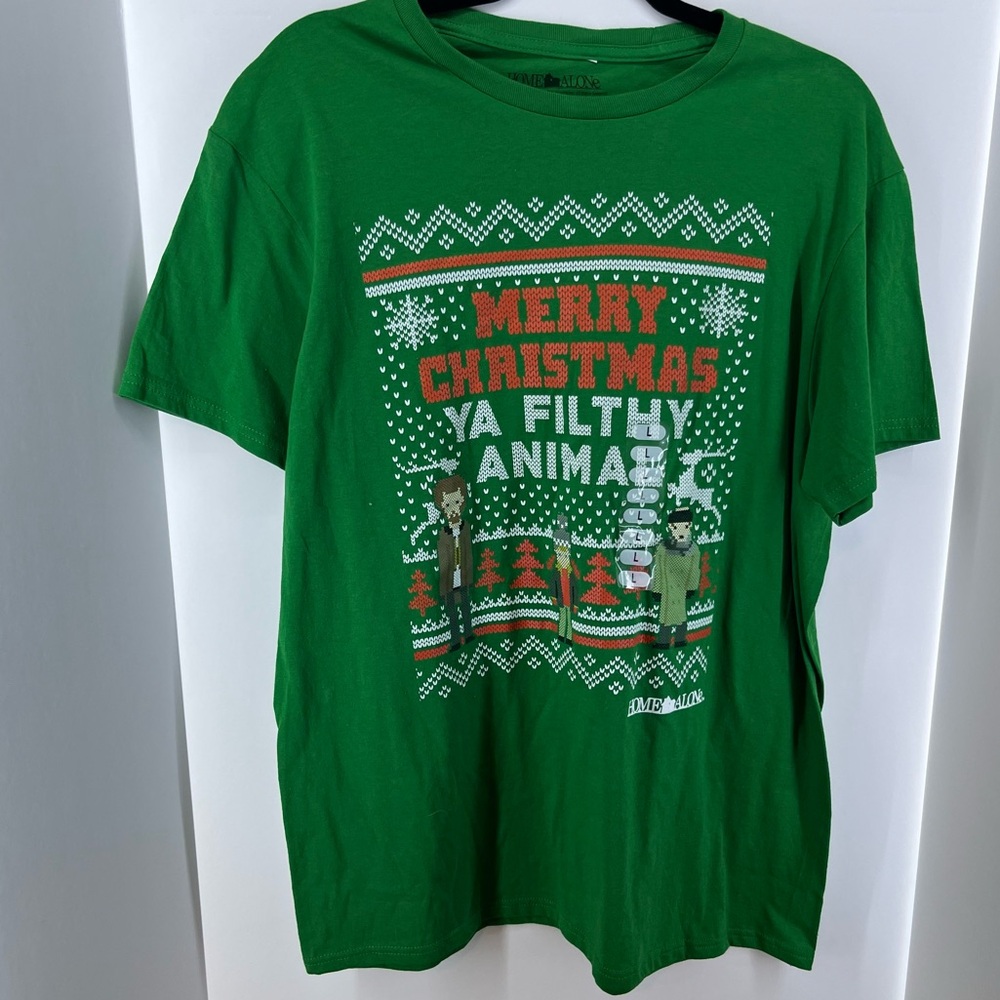 NWT Home Alone Green T-Shirt Men's Large "Merry Christmas Ya Filthy Animal"